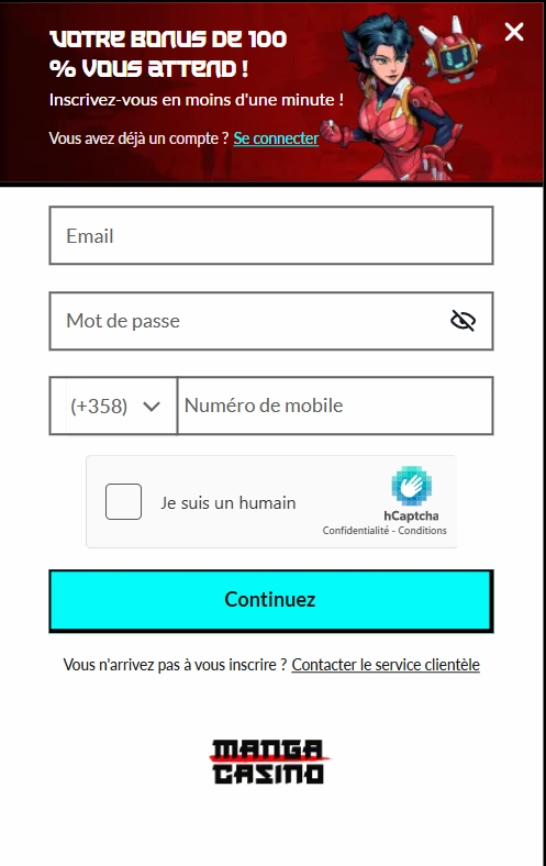 manga casino inscription